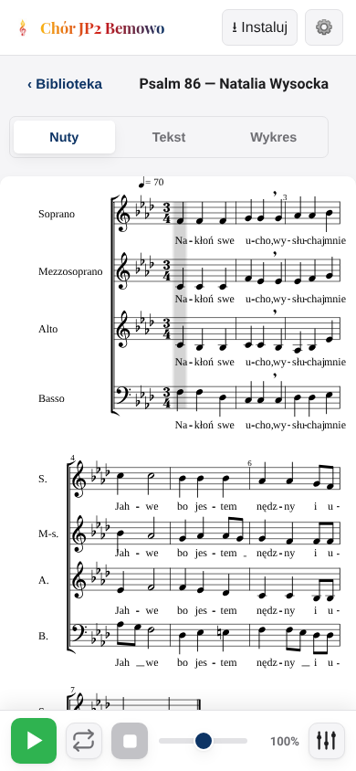 Widok nut po otwarciu utworu